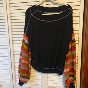 Free people crochet sleeve sweater